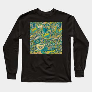 photo of fabric pattern  with birds and flowers Long Sleeve T-Shirt